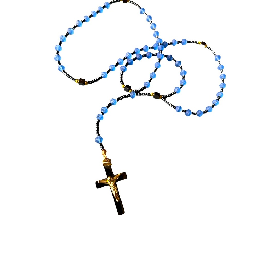 **Gorgeous Blue Beaded Rosary**